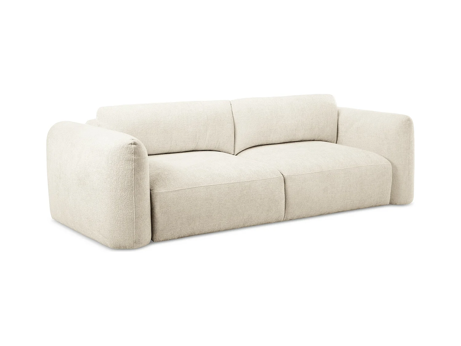 Canapé 3 places convertible en tissu chenille - beige clair - MELE