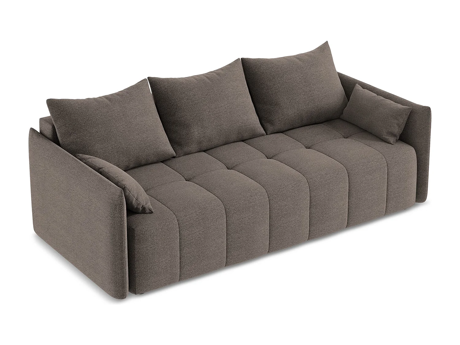 Kanapa 3-osobowa z funkcją spania - z tkaniny bouclé - czekoladowy - MOKU