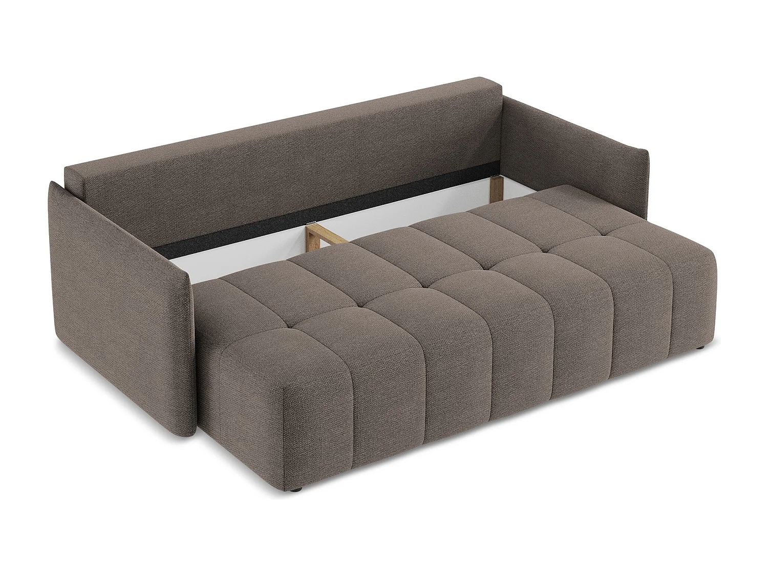 Kanapa 3-osobowa z funkcją spania - z tkaniny bouclé - czekoladowy - MOKU