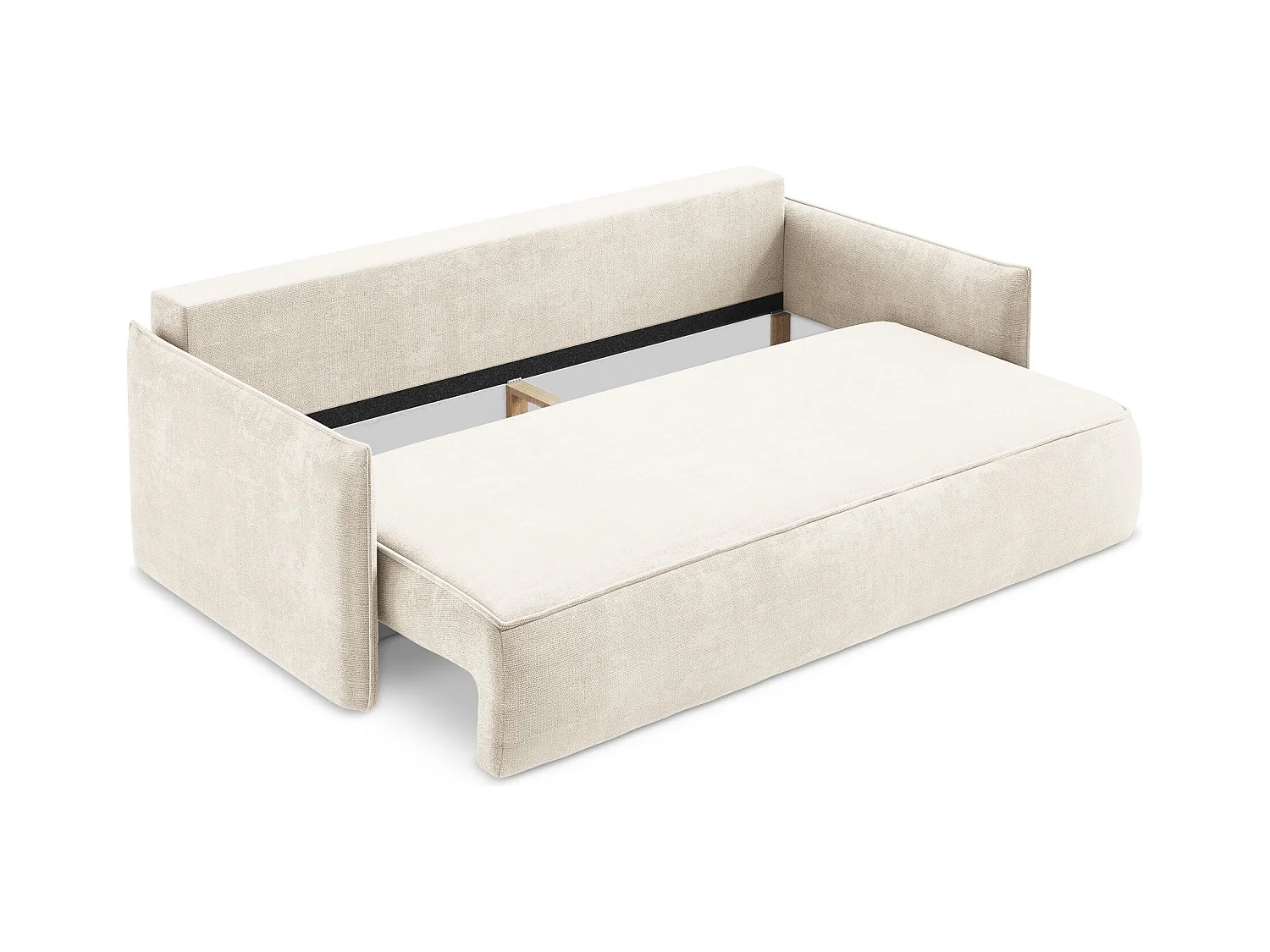 Canapé 3 places convertible en tissu chenille - beige clair - HULA