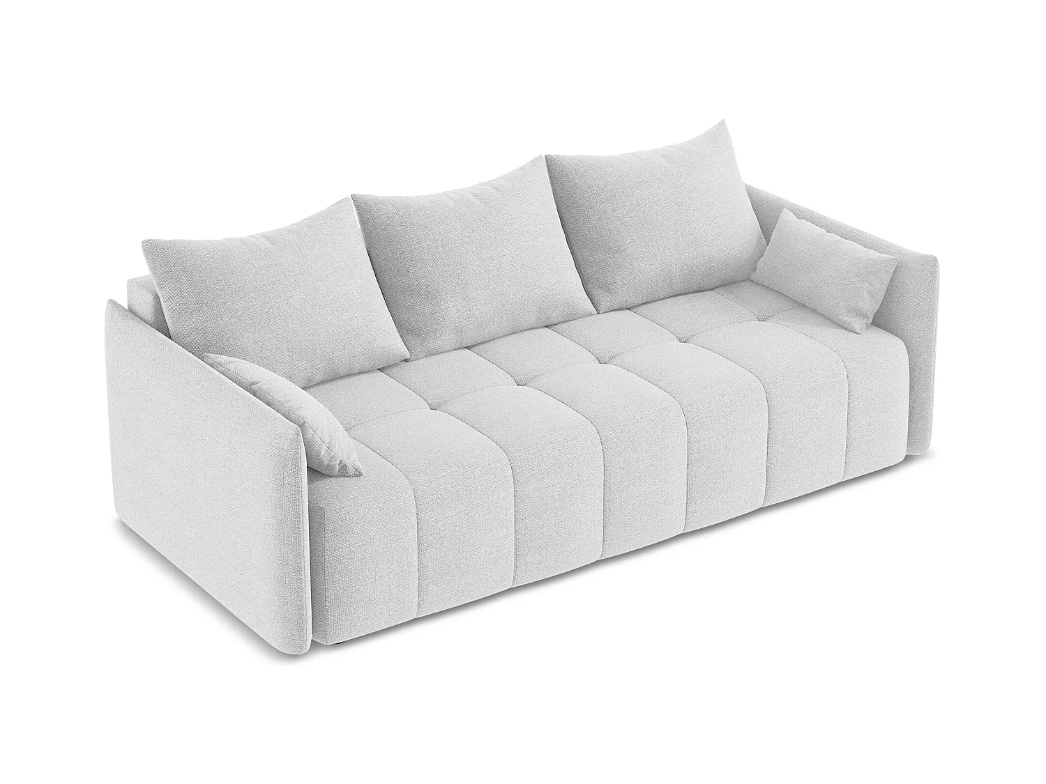 Kanapa 3-osobowa z funkcją spania - z tkaniny bouclé - srebrny - MOKU