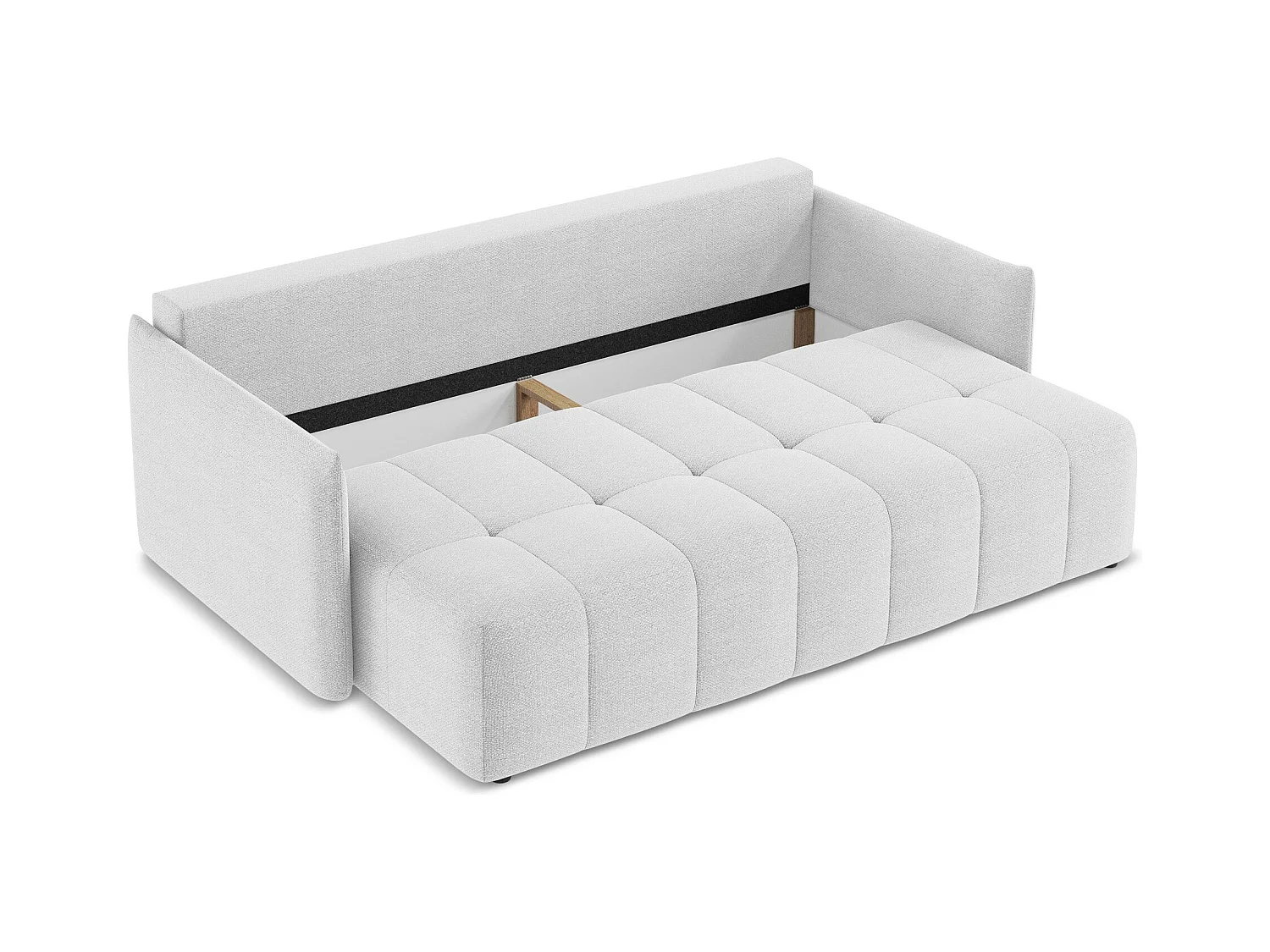 Kanapa 3-osobowa z funkcją spania - z tkaniny bouclé - srebrny - MOKU