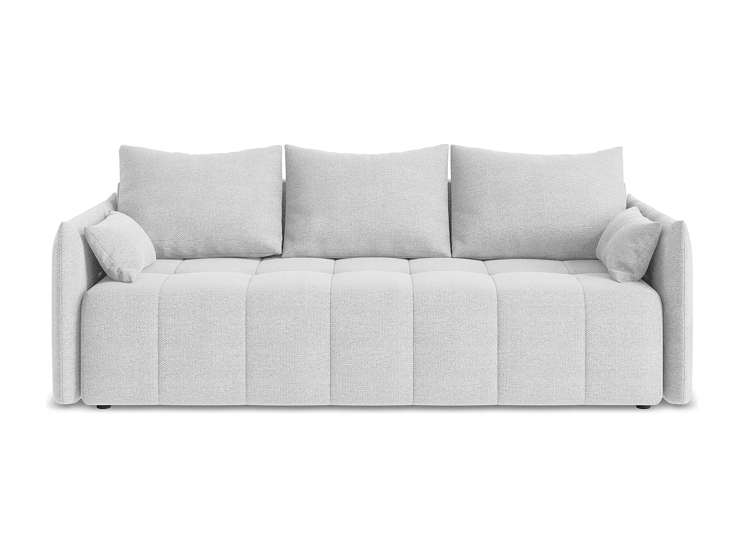 Driezits-slaapbank van zilver bouclé - MOKU