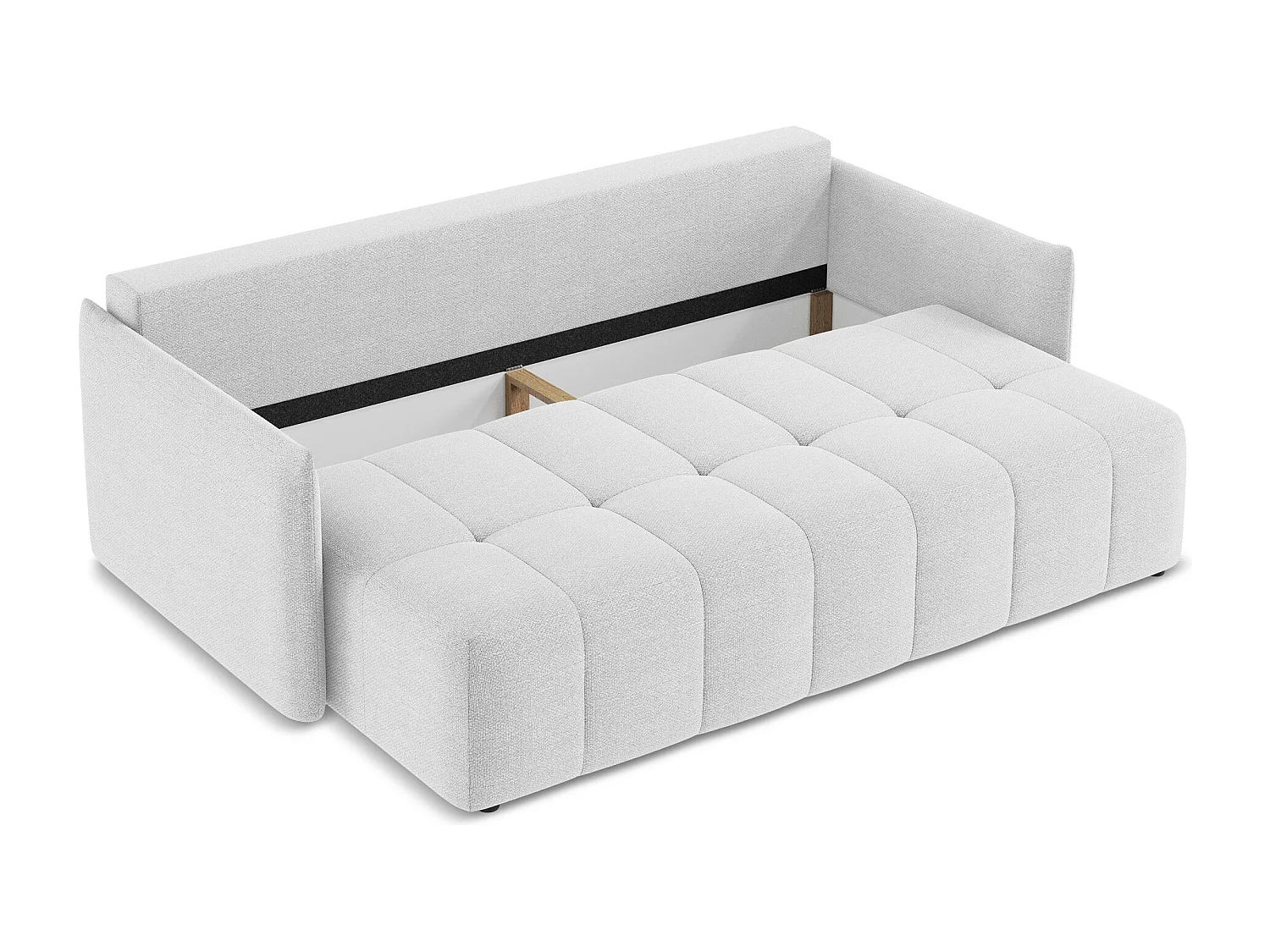 Driezits-slaapbank van zilver bouclé - MOKU