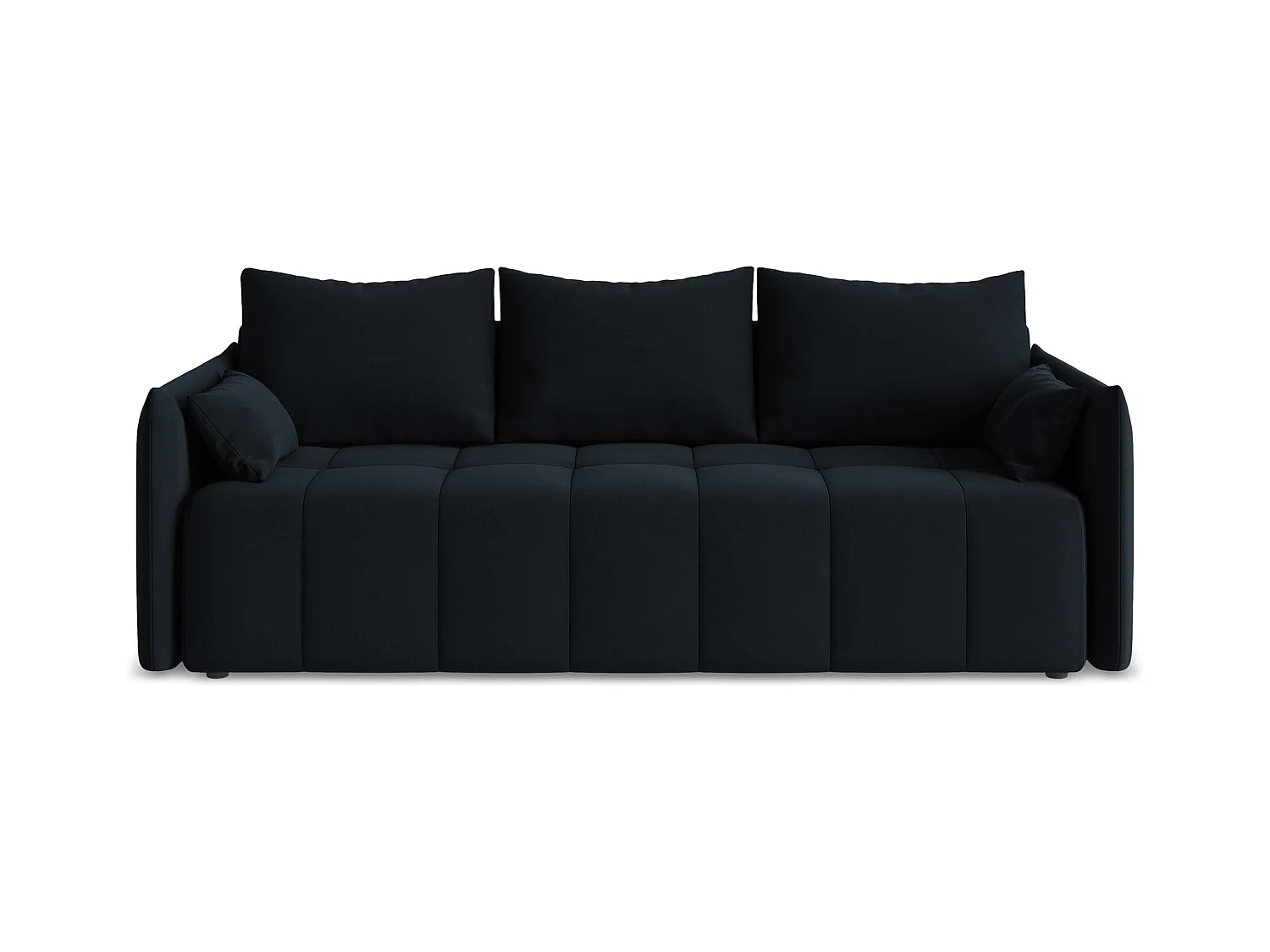 Driezits-slaapbank van koningsblauw velours - MOKU