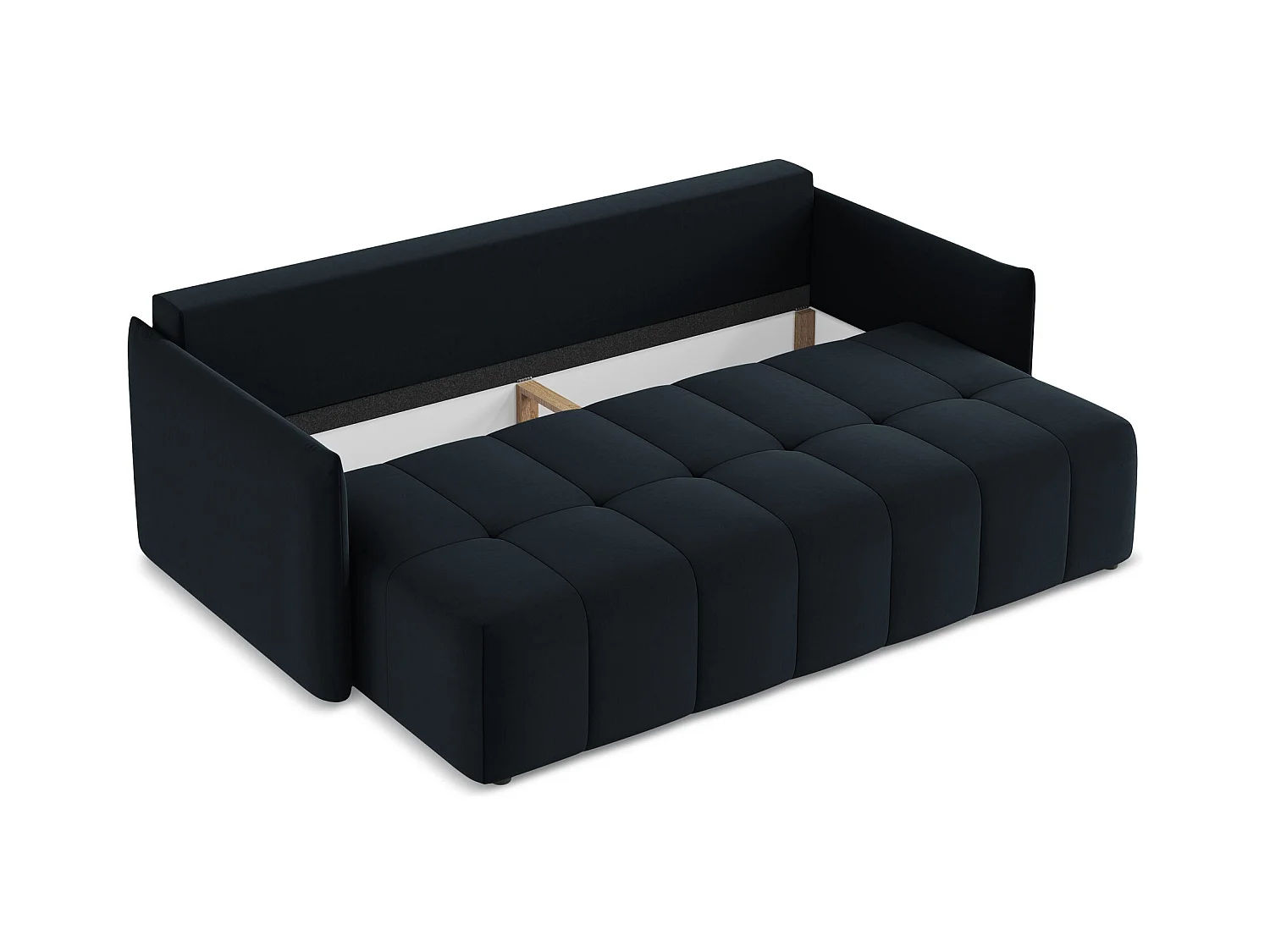 Driezits-slaapbank van koningsblauw velours - MOKU