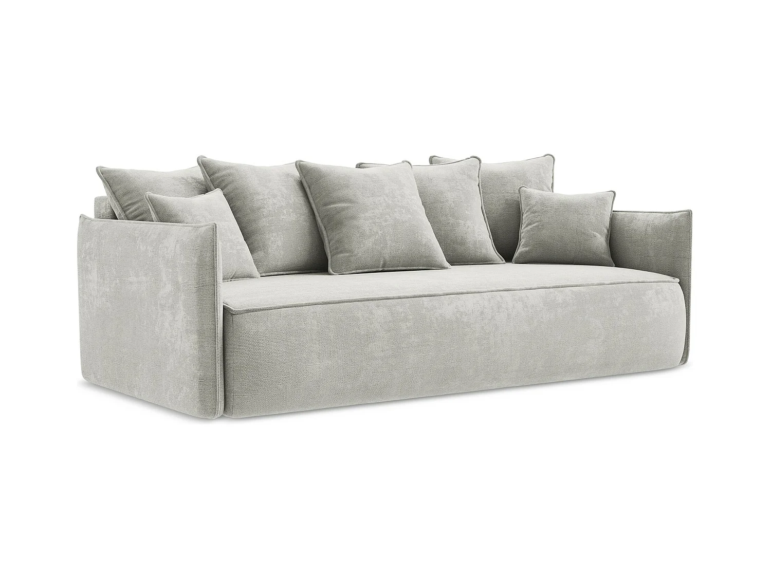 Canapé 3 places convertible en tissu chenille - gris clair - HULA
