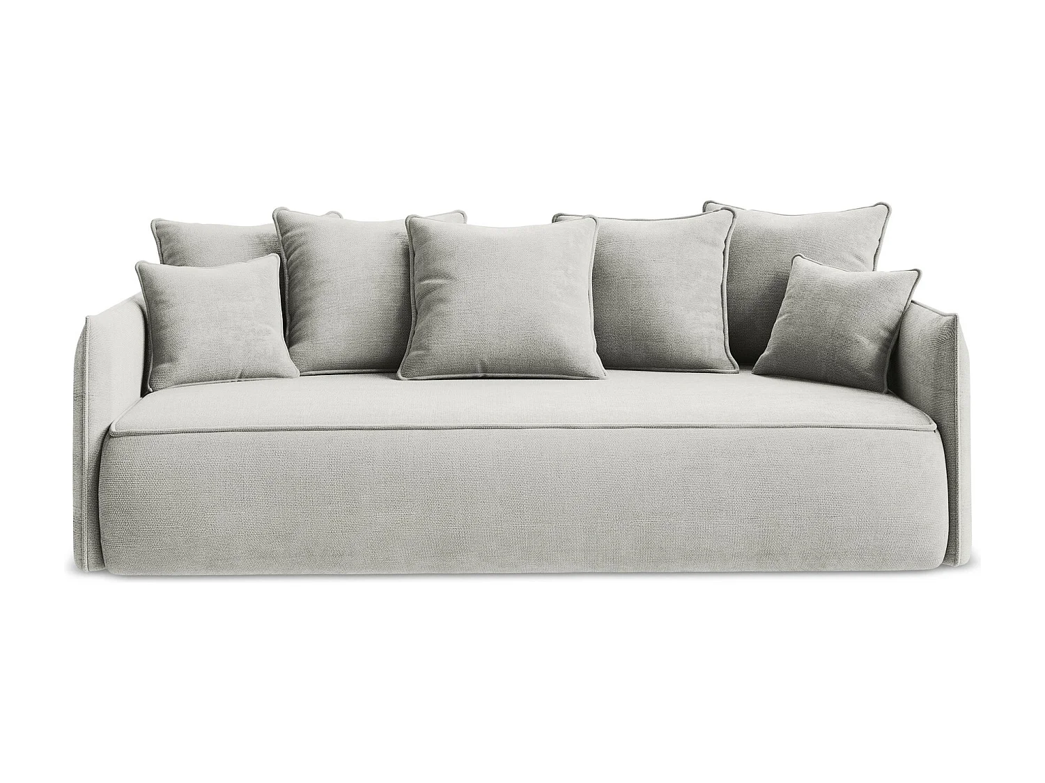 Driezits-slaapbank van lichtgrijs chenille stof - HULA