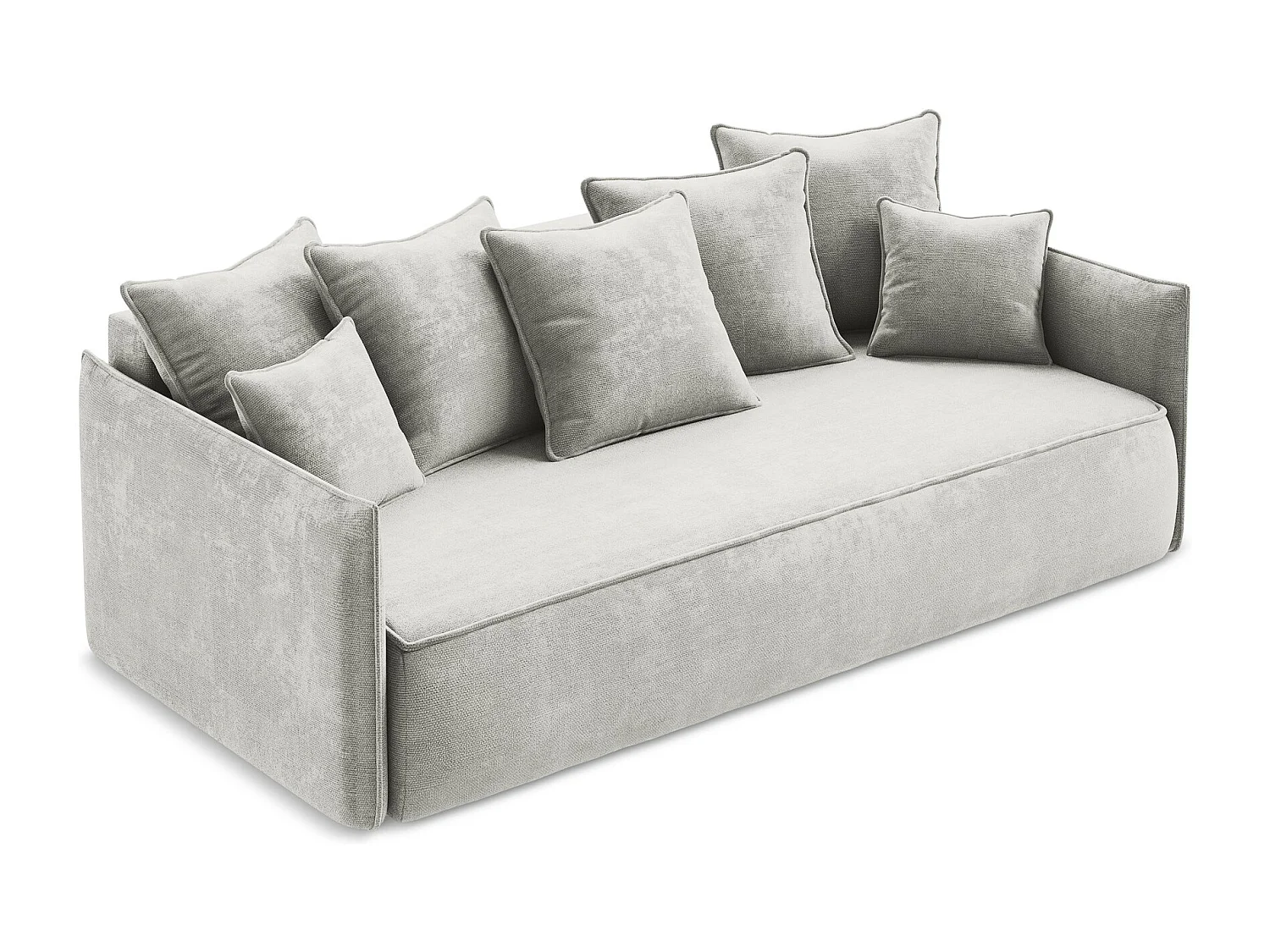 Driezits-slaapbank van lichtgrijs chenille stof - HULA