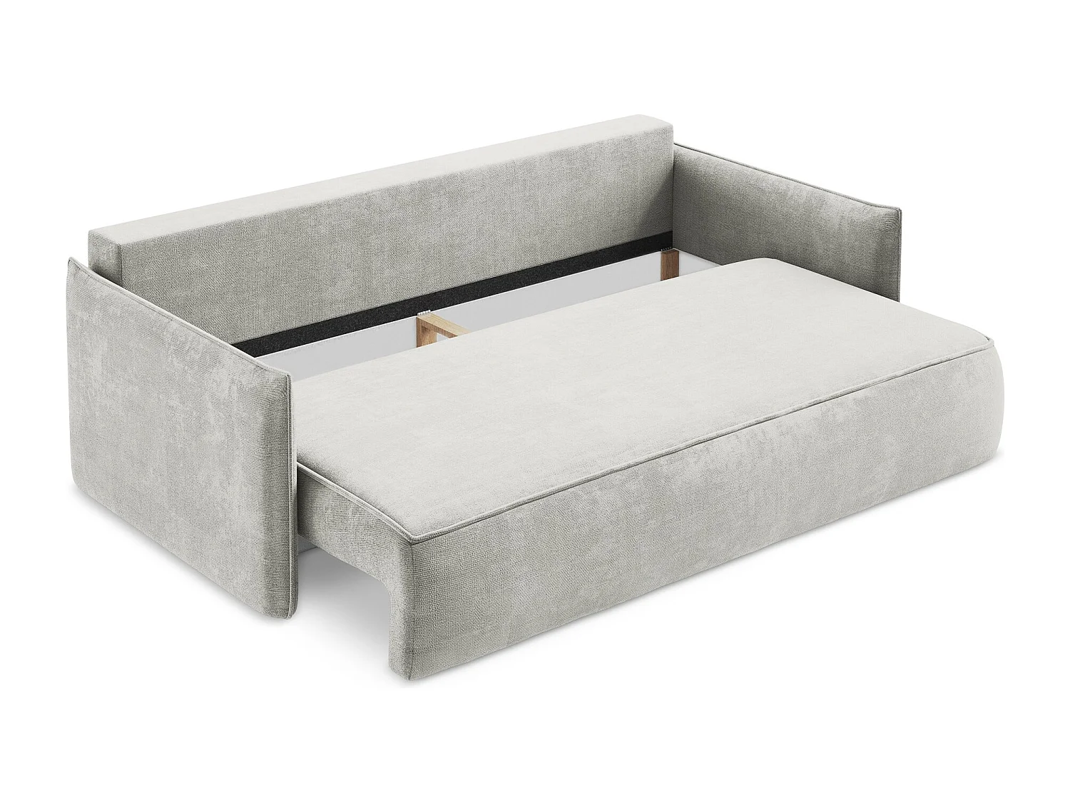 Driezits-slaapbank van lichtgrijs chenille stof - HULA