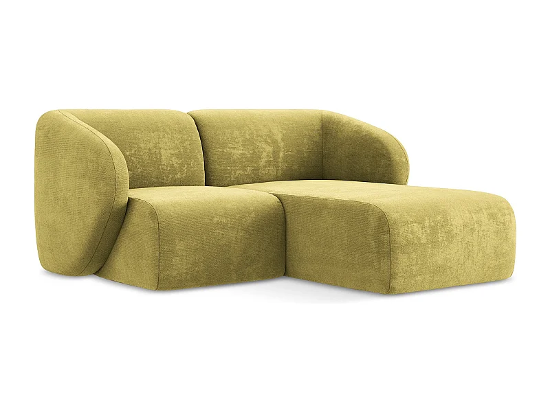 Modulaire hoekbank rechts van limoengroen chenille stof - LANI