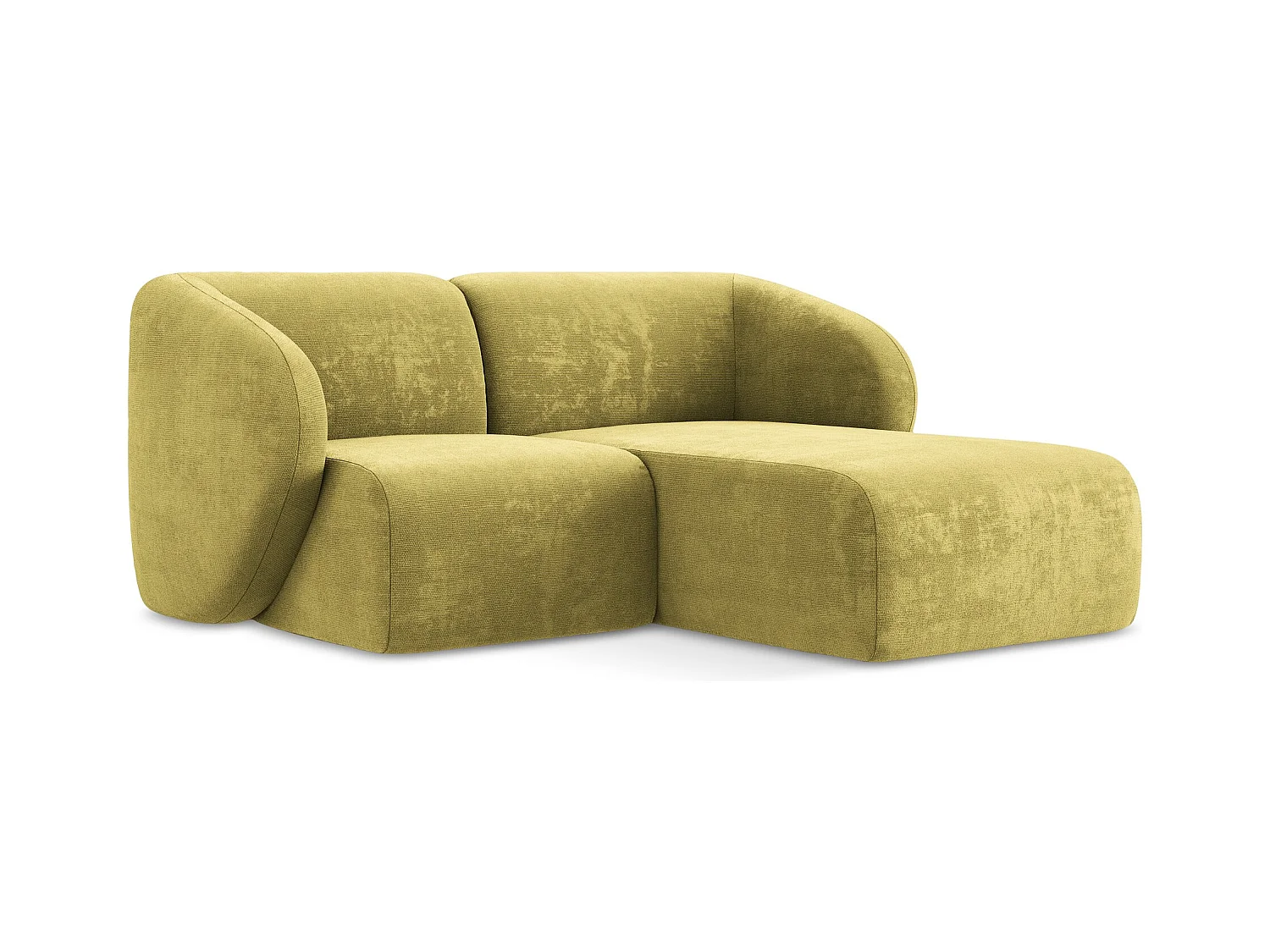 Narożnik prawostronny - z tkaniny szenilowej - limonkowy - LANI