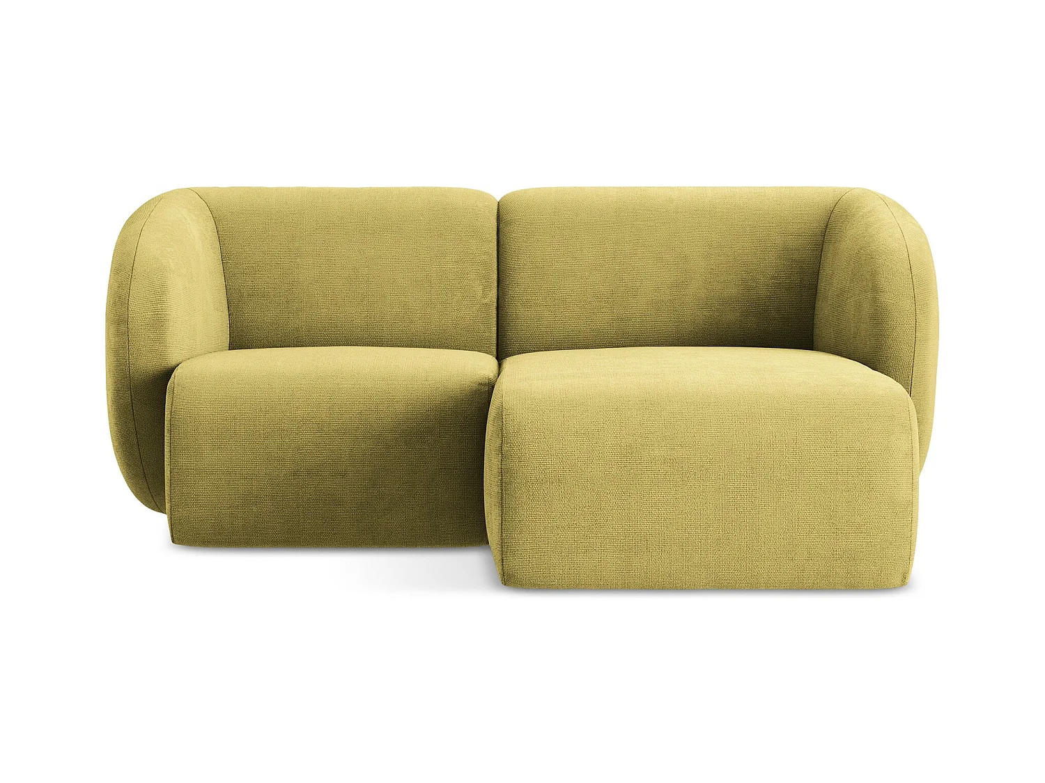 Narożnik prawostronny - z tkaniny szenilowej - limonkowy - LANI