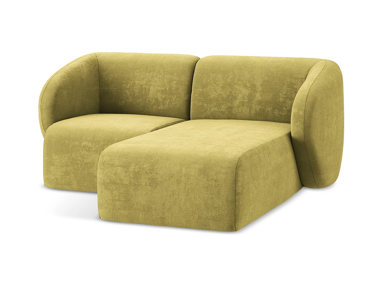 Narożnik prawostronny - z tkaniny szenilowej - limonkowy - LANI