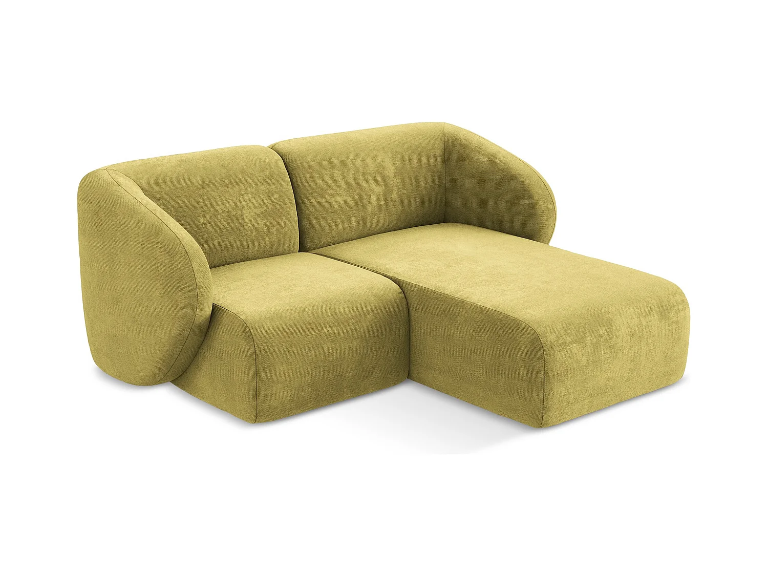 Narożnik prawostronny - z tkaniny szenilowej - limonkowy - LANI