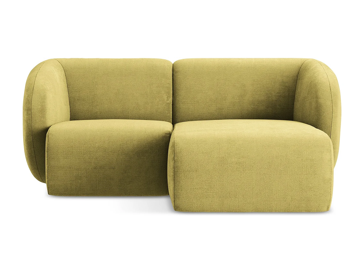 Canapé d'angle 2,5 places modulaire droit en tissu chenille - vert citron - LANI