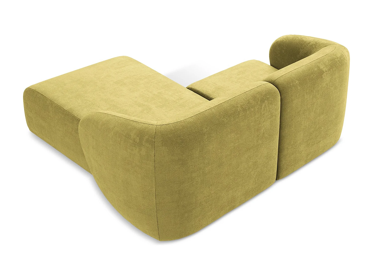 Canapé d'angle 2,5 places modulaire droit en tissu chenille - vert citron - LANI