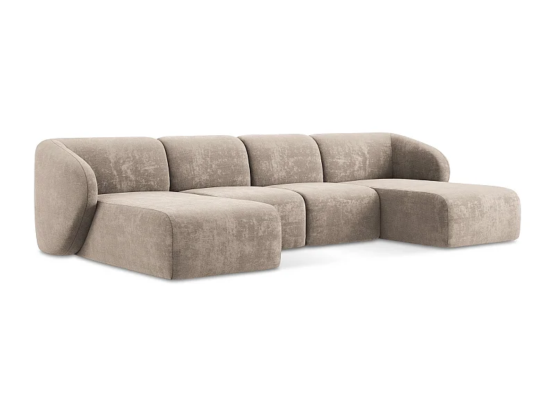 Große Wohnlandschaft - - Chenille - Dunkelbeige - LANI