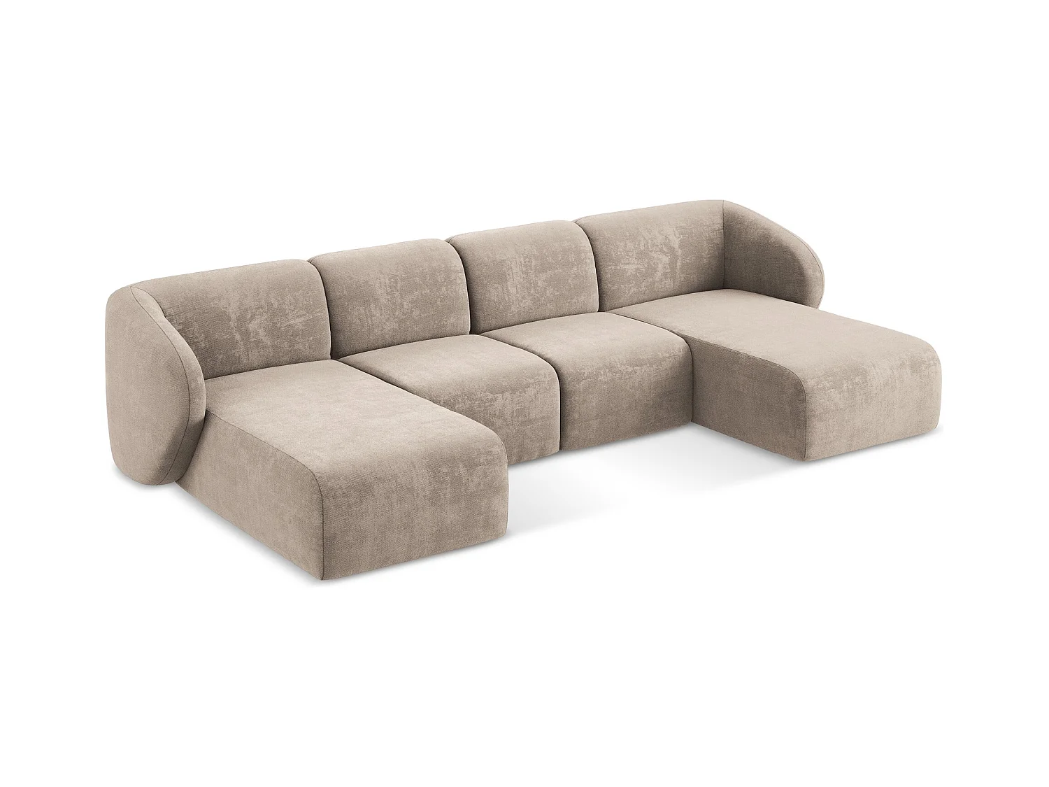 Große Wohnlandschaft - - Chenille - Dunkelbeige - LANI