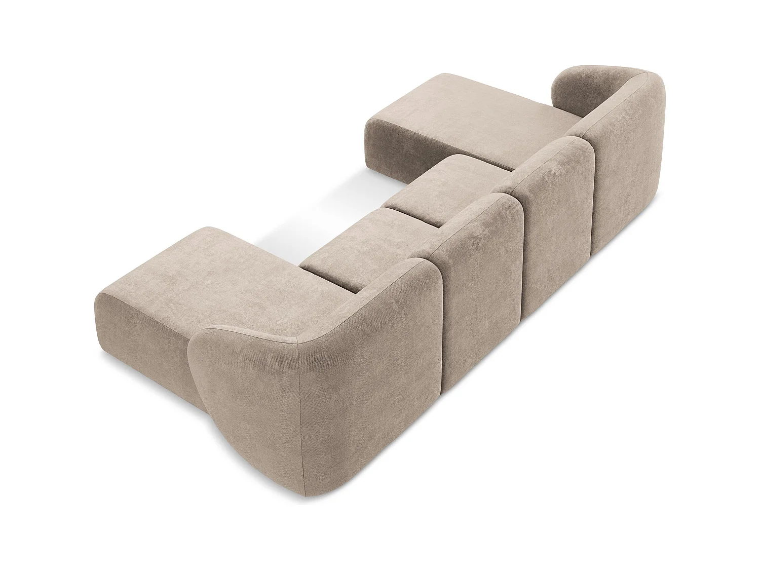 Große Wohnlandschaft - - Chenille - Dunkelbeige - LANI