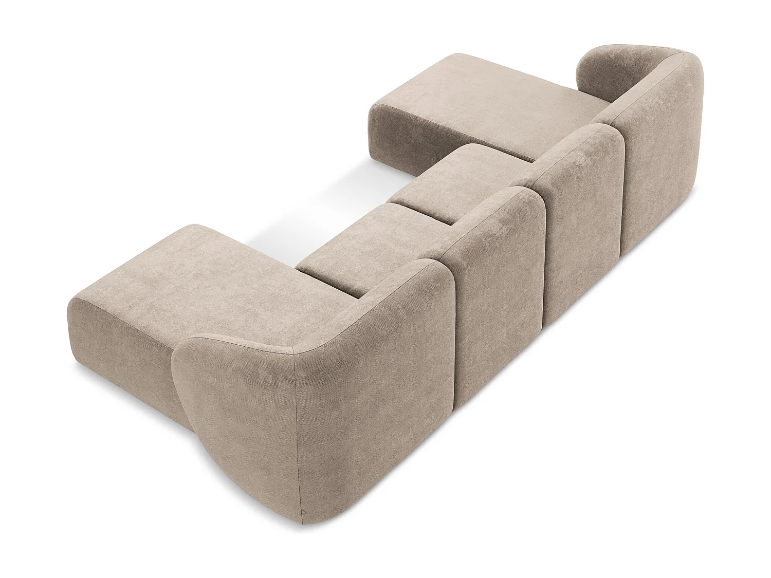 Sofa panoramiczna - z tkaniny szenilowej - ciemny beż - LANI