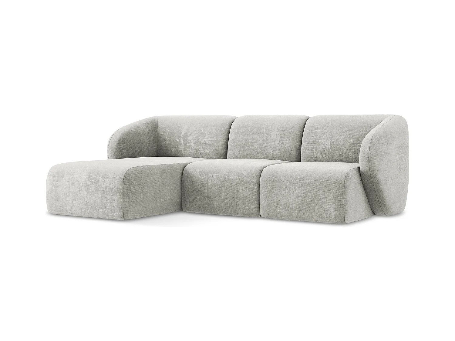 Canapé d'angle 3 places modulaire gauche en tissu chenille - gris clair - LANI