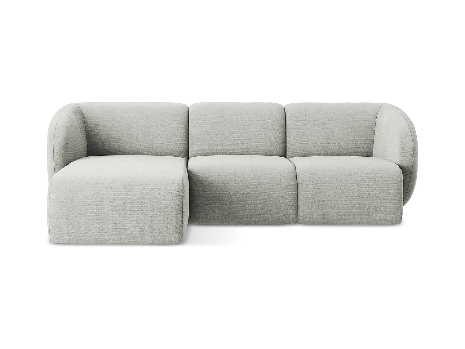 Canapé d'angle 3 places modulaire gauche en tissu chenille - gris clair - LANI