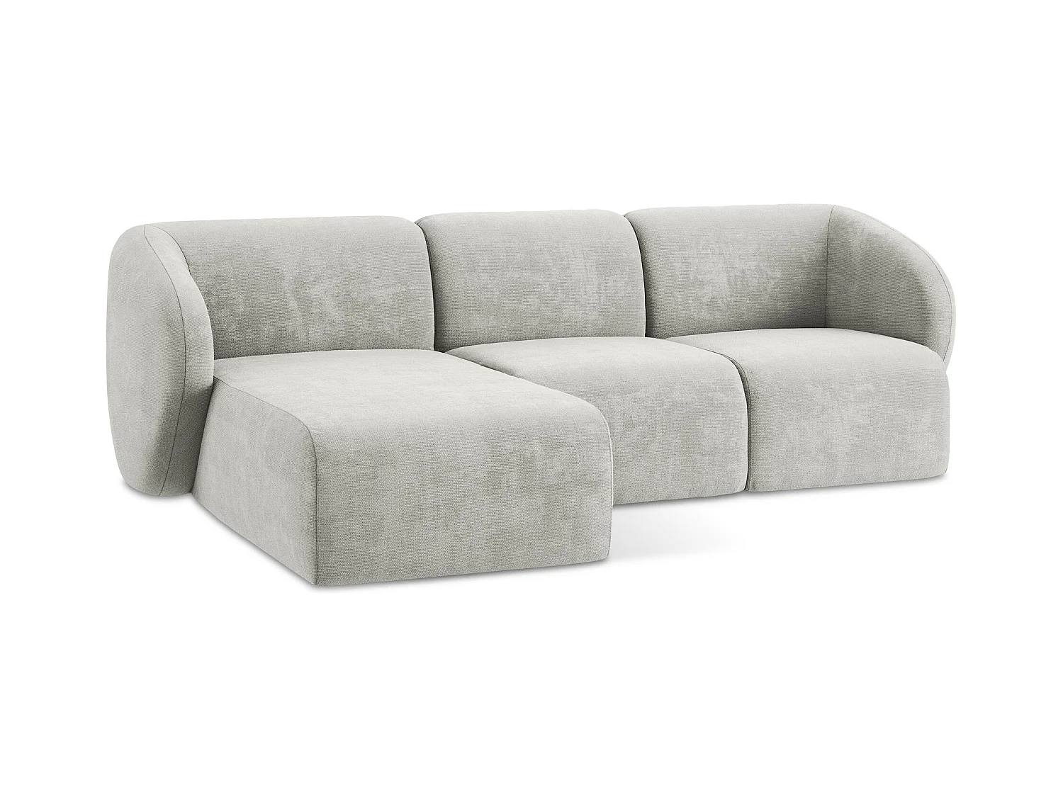 Canapé d'angle 3 places modulaire gauche en tissu chenille - gris clair - LANI