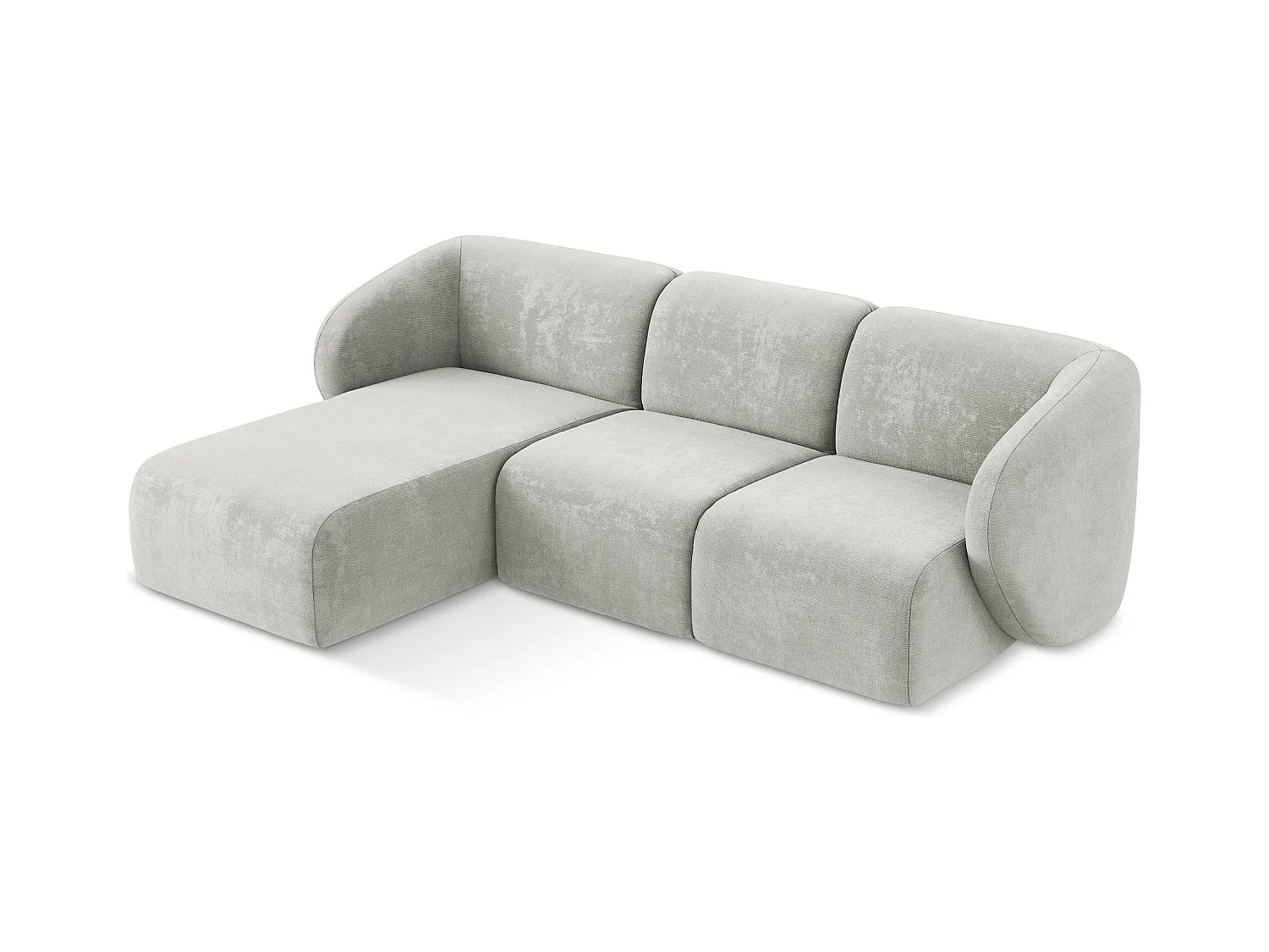 Canapé d'angle 3 places modulaire gauche en tissu chenille - gris clair - LANI