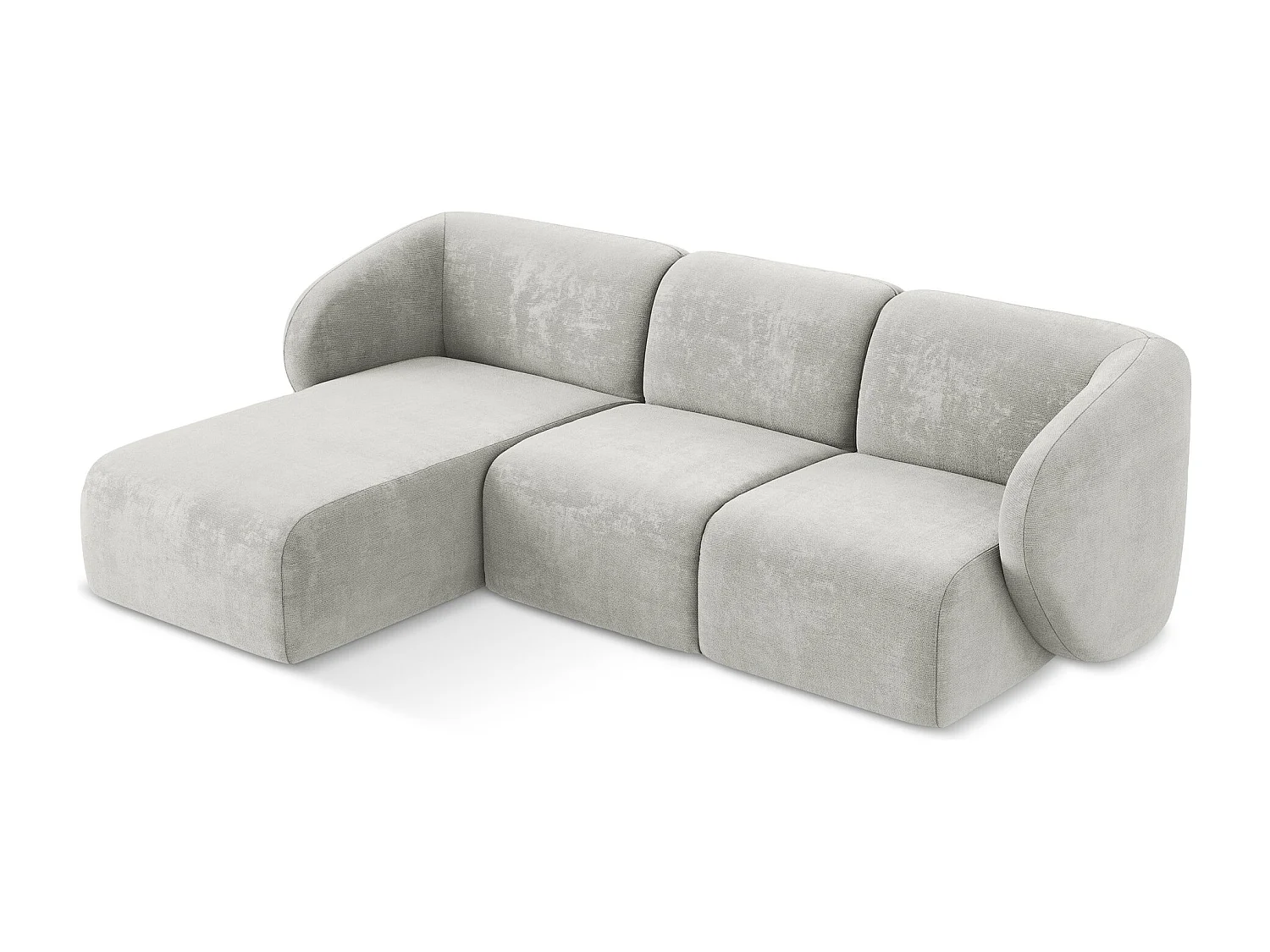 3-Sitzer Modulares Ecksofa - Ecke Links - Chenille - Hellgrau - LANI