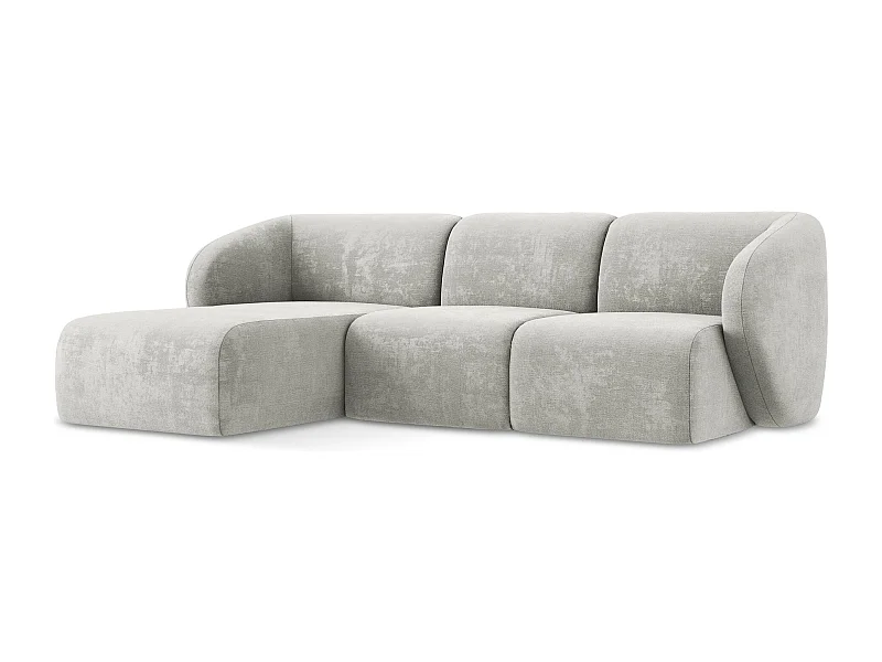 Canapé d'angle 3 places modulaire gauche en tissu chenille - gris clair - LANI