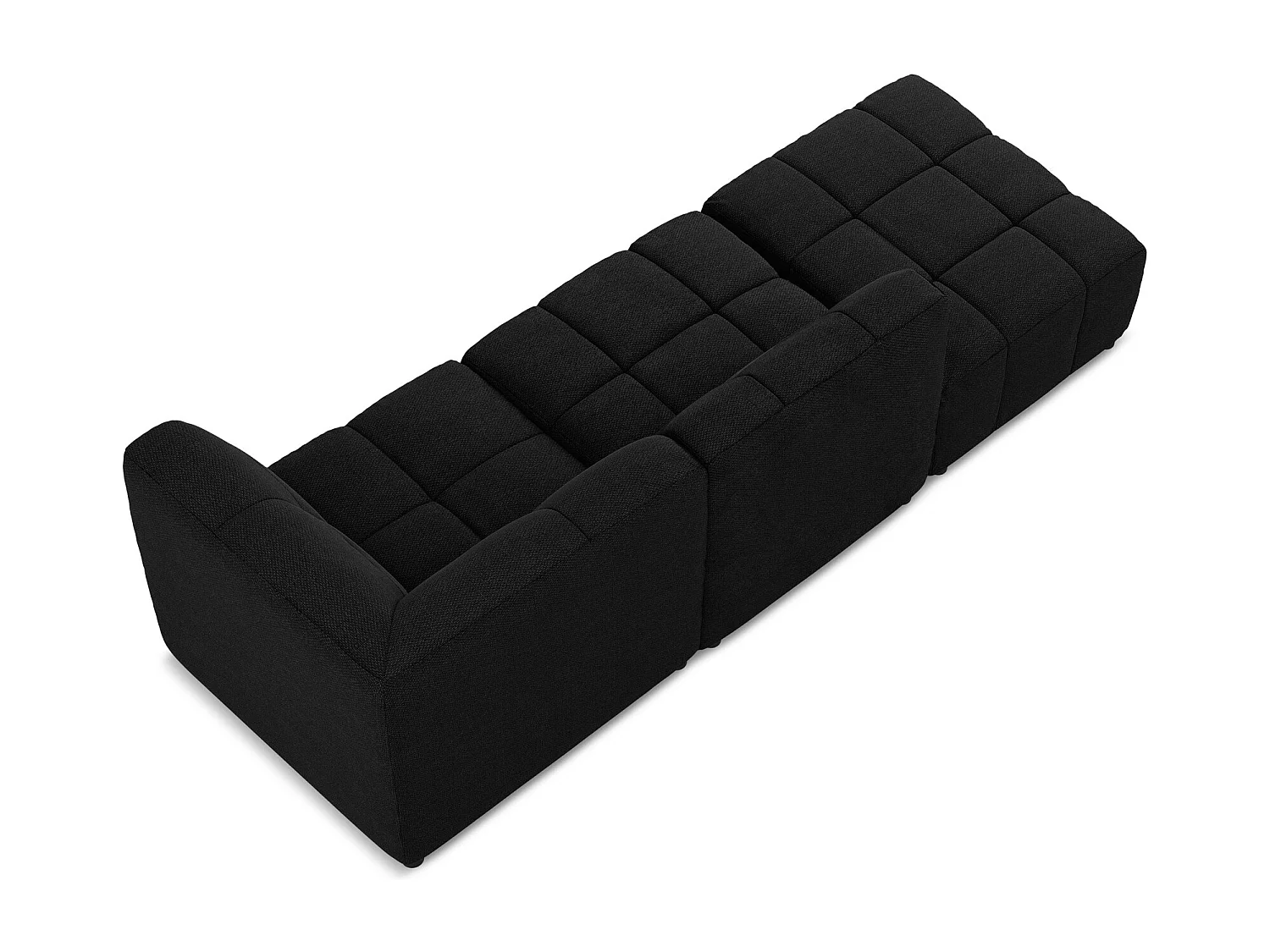 Canapé d'angle 3 places modulaire gauche en tissu bouclette - noir - ALOHA