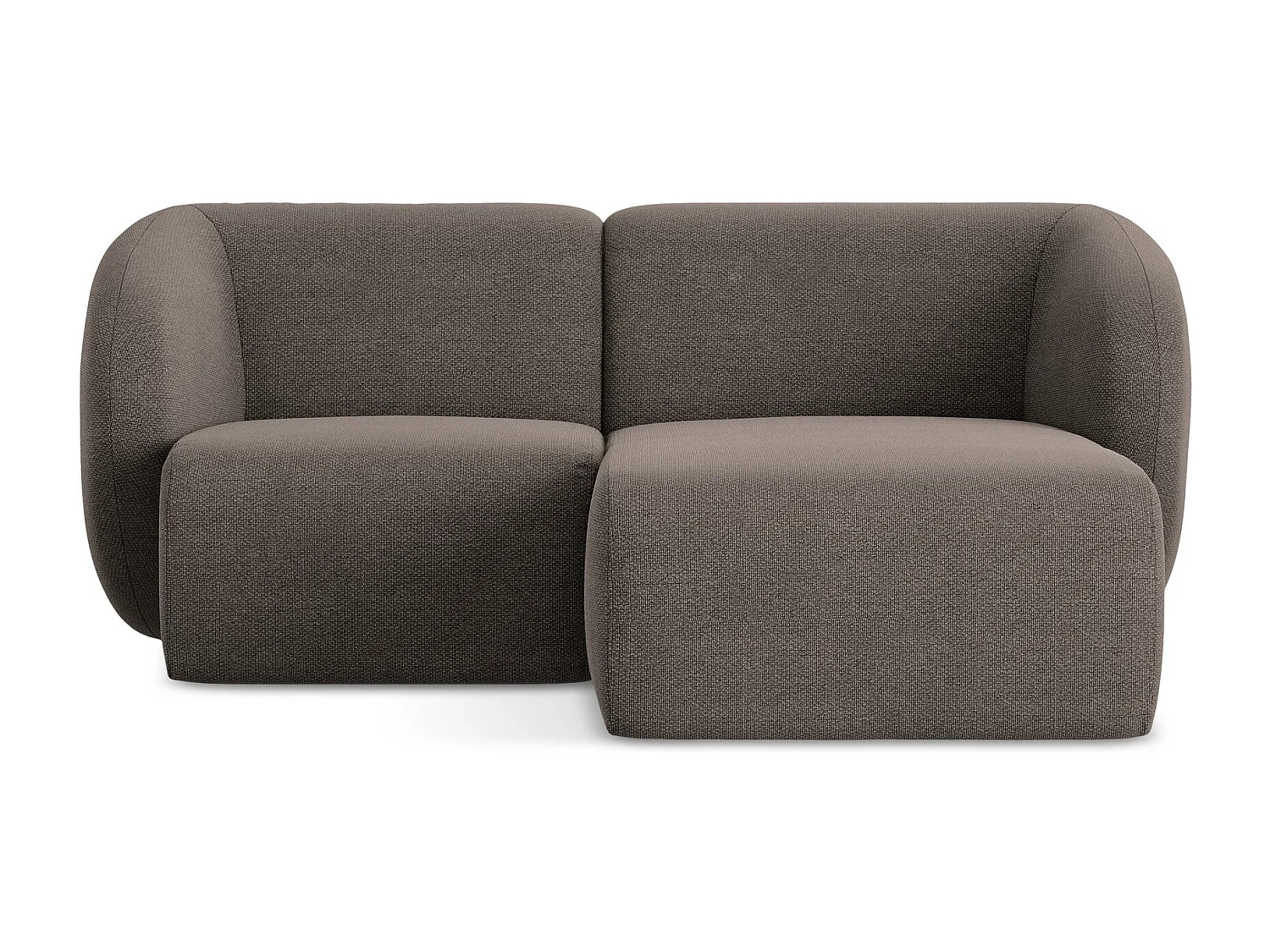 Sofá de canto modular direito 2,5 lugares em tecido bouclé chocolate - LANI