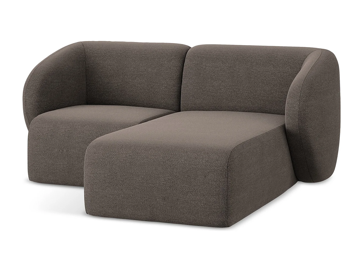 Sofá de canto modular direito 2,5 lugares em tecido bouclé chocolate - LANI