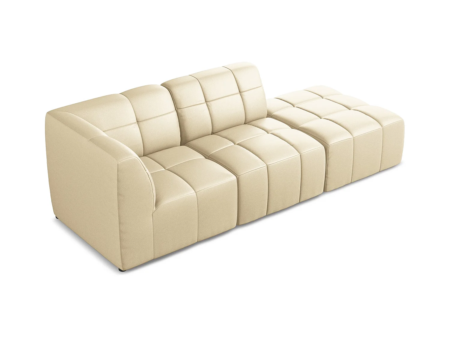 Modulaire hoekbank rechts van beige kunstleer - ALOHA