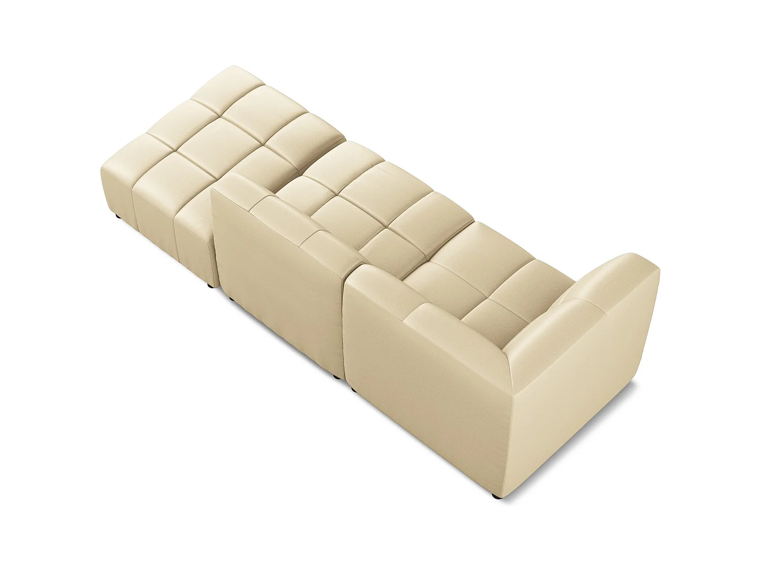 Modulaire hoekbank rechts van beige kunstleer - ALOHA