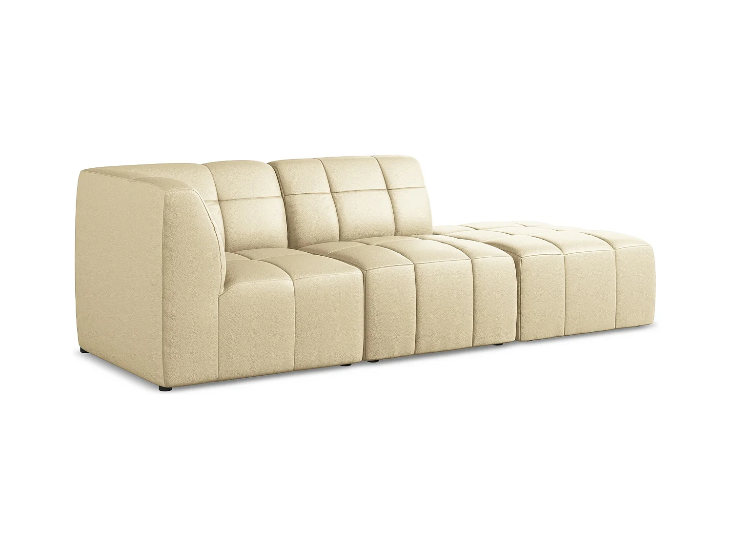 3-Sitzer Modulares Ecksofa - Ecke Rechts - Kunstleder - Beige - ALOHA