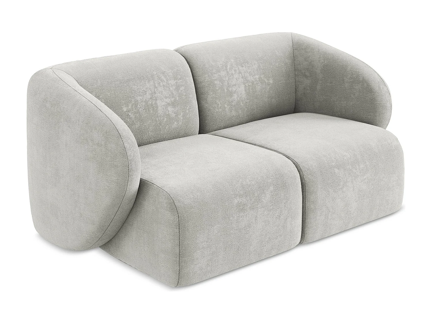 Tweezits modulaire bank van lichtgrijs chenille stof - LANI