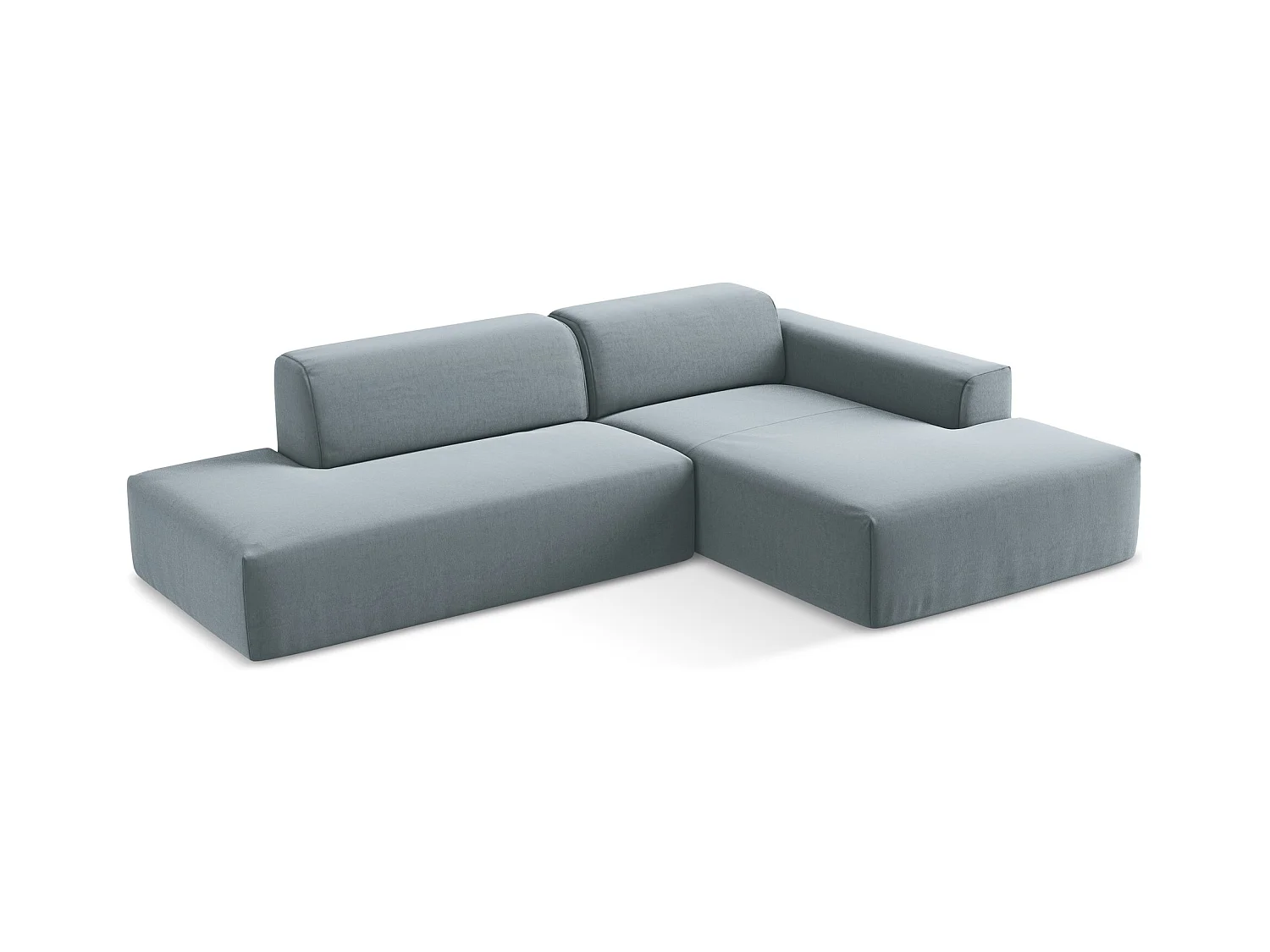 Modulaire hoekbank links van lichtblauw velours - KELI