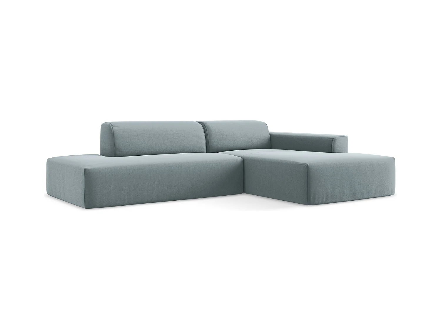 3-Sitzer Modulares Ecksofa - Ecke Links - Samt - Hellblau - KELI