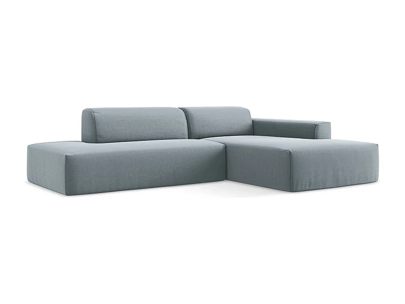 3-Sitzer Modulares Ecksofa - Ecke Links - Samt - Hellblau - KELI