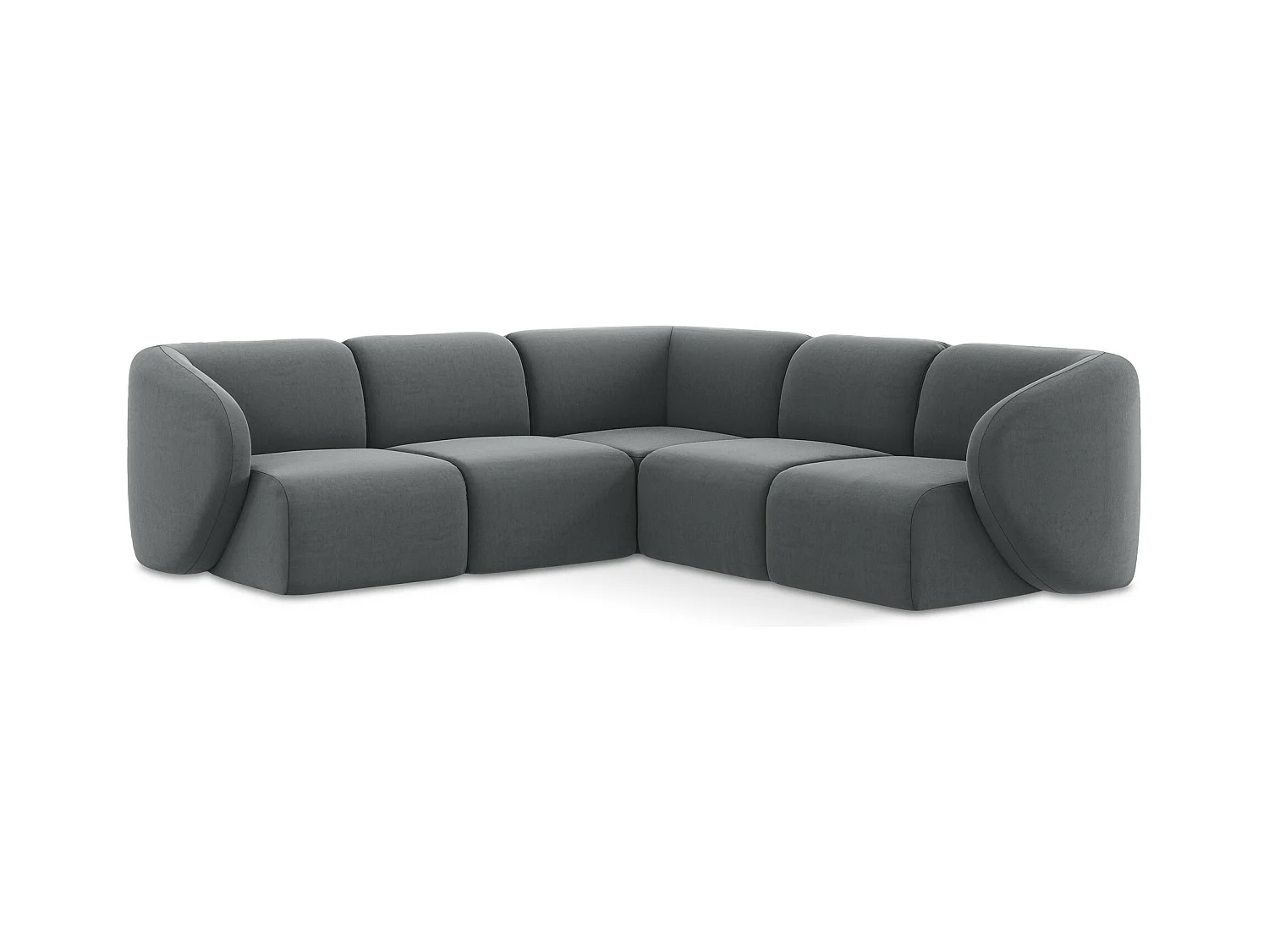 Modulares Ecksofa - - Samt - Stahl - LANI