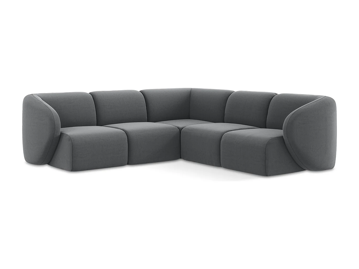 Canapé d'angle 4 places modulaire en velours - acier - LANI