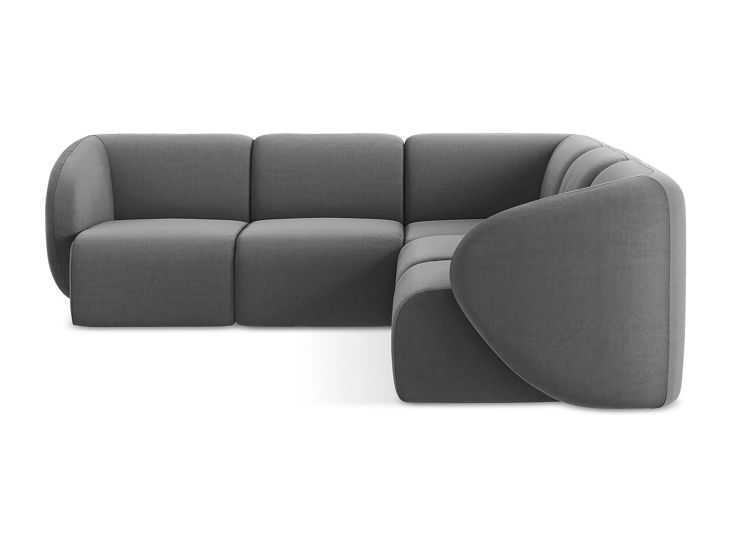 Canapé d'angle 4 places modulaire en velours - acier - LANI