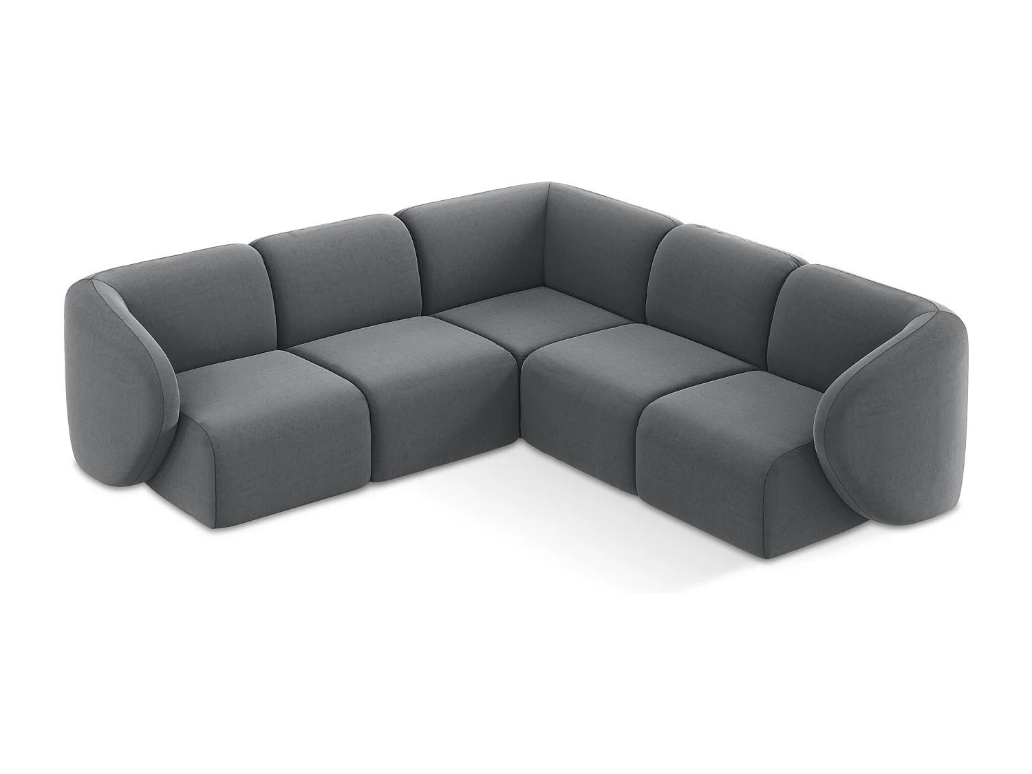 Canapé d'angle 4 places modulaire en velours - acier - LANI