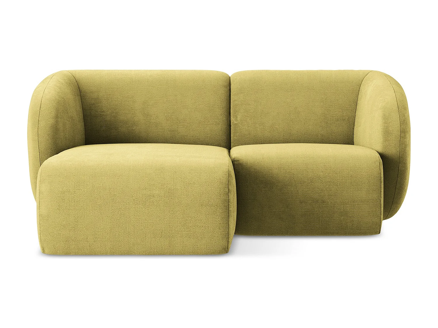 Canapé d'angle 2,5 places modulaire gauche en tissu chenille - vert citron - LANI