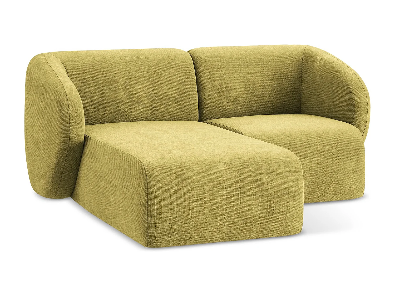 Canapé d'angle 2,5 places modulaire gauche en tissu chenille - vert citron - LANI
