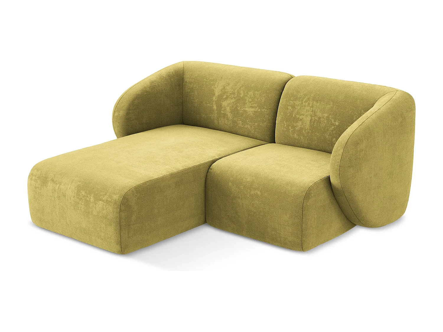 Canapé d'angle 2,5 places modulaire gauche en tissu chenille - vert citron - LANI