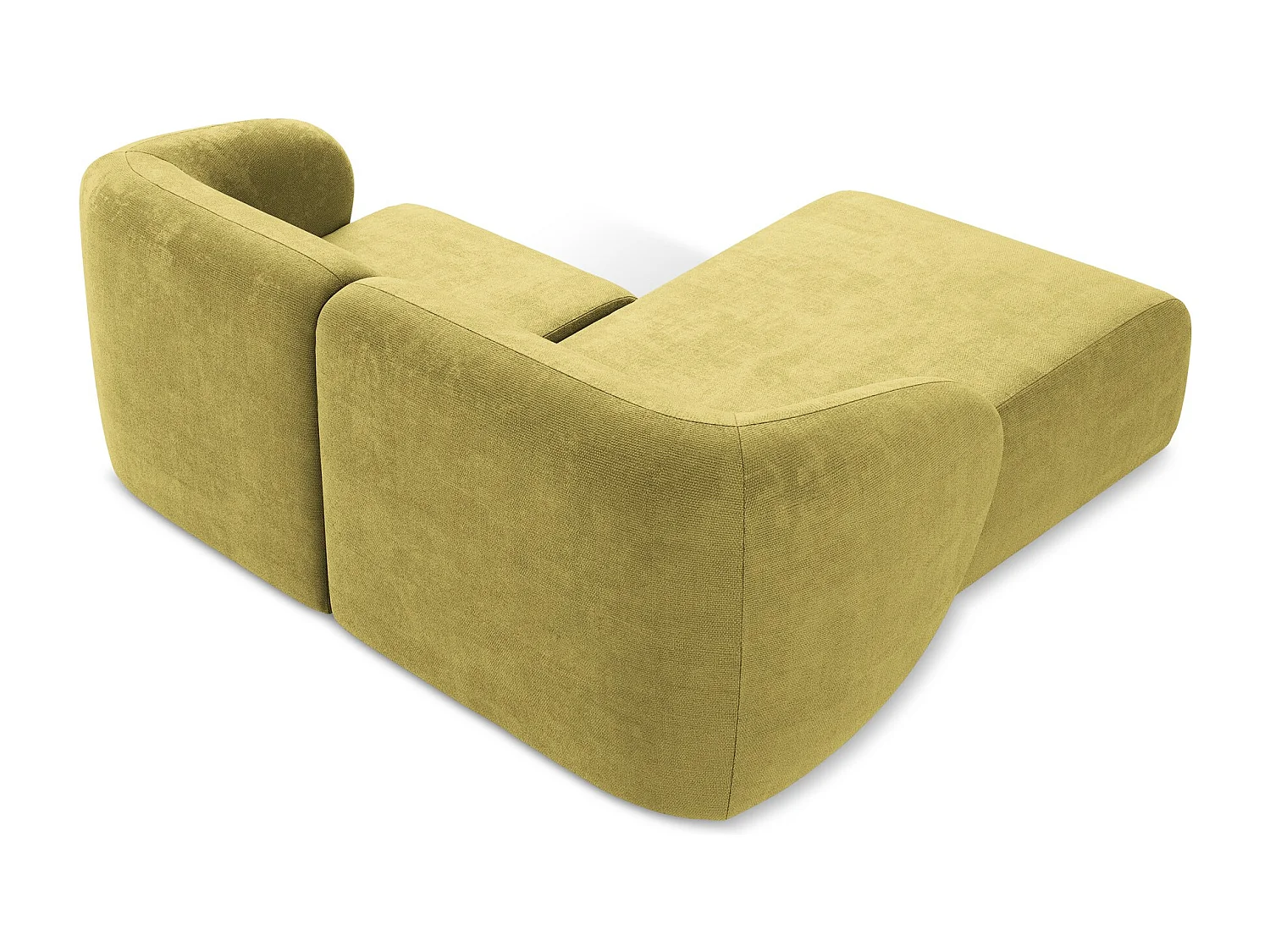 Canapé d'angle 2,5 places modulaire gauche en tissu chenille - vert citron - LANI