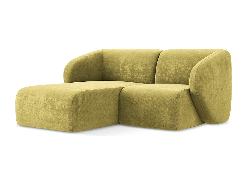Canapé d'angle 2,5 places modulaire gauche en tissu chenille - vert citron - LANI